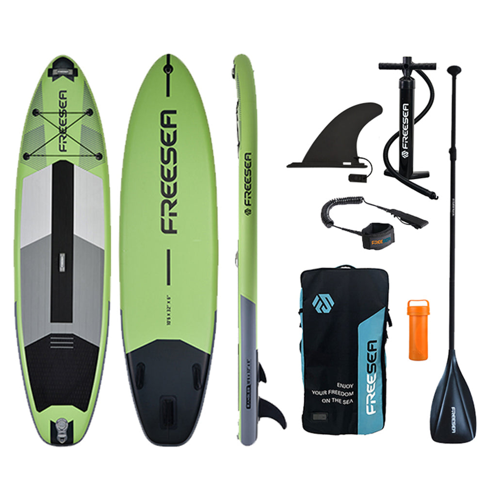 Freesea Tricolor Green Stand Up Paddle Board Design Wide Stance, Surf Control, Non-Slip Deck for Youth & Adult