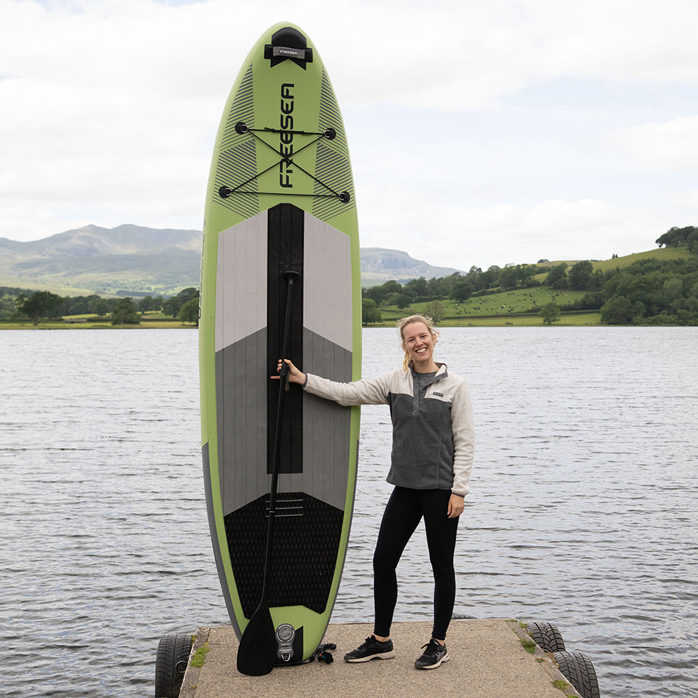 Freesea Tricolor Green Stand Up Paddle Board Design Wide Stance, Surf Control, Non-Slip Deck for Youth & Adult